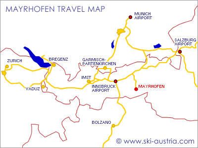 Skijanje Austrija mayrhofen Zillertal karta dolaska